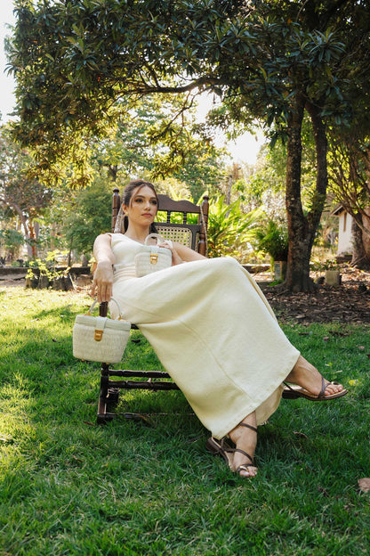 Bolsa Olga Mini Ráfia Natural Off-White