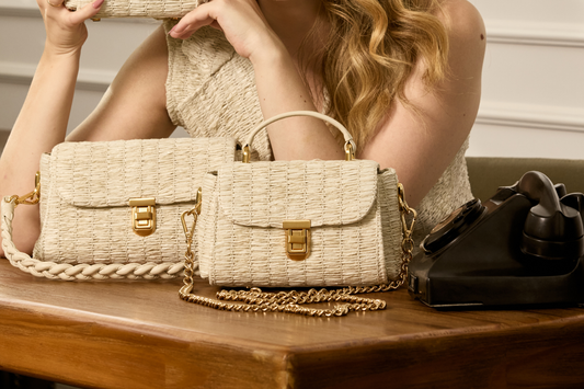 Bolsa Cora Mini Ráfia Natural Off White