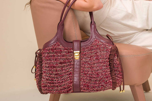 Bolsa Lorena Crochê Beringela