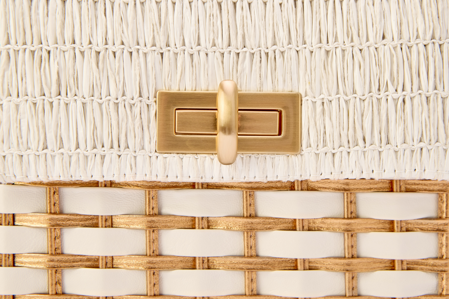Bolsa Luísa Ráfia Natural Off White c/ Bronze