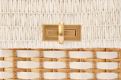 Bolsa Luísa Ráfia Natural Off White c/ Bronze