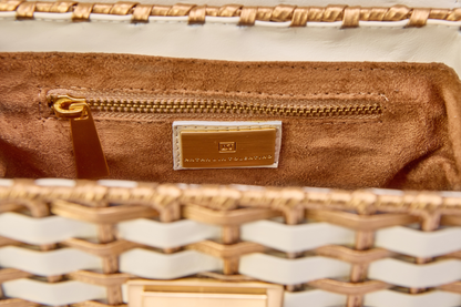 Bolsa Luísa Ráfia Natural Off White c/ Bronze