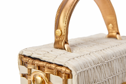 Bolsa Luísa Ráfia Natural Off White c/ Bronze