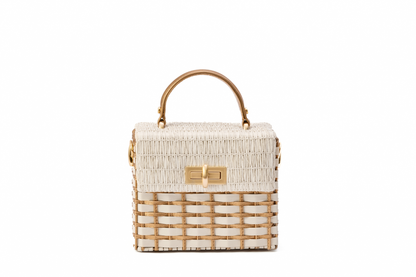 Bolsa Luísa Ráfia Natural Off White c/ Bronze