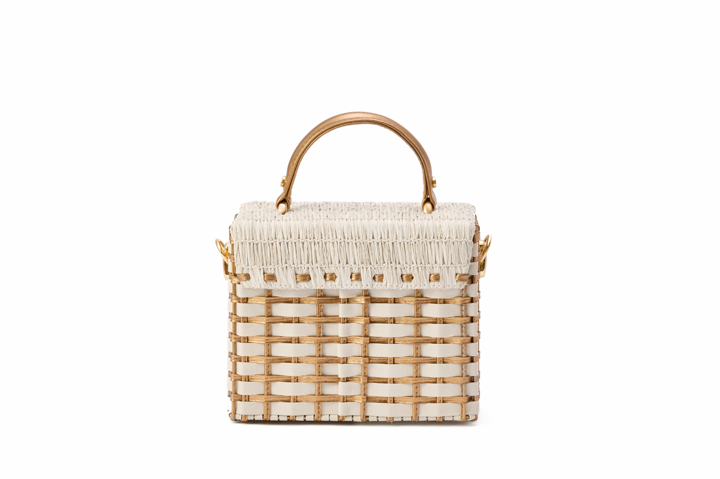 Bolsa Luísa Ráfia Natural Off White c/ Bronze