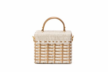 Bolsa Luísa Ráfia Natural Off White c/ Bronze