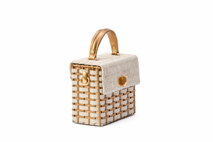 Bolsa Luísa Ráfia Natural Off White c/ Bronze