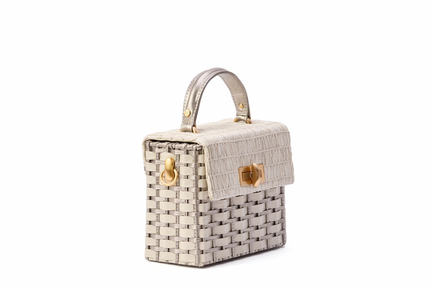 Bolsa Luísa Ráfia Natural Off White C/ Prata Envelhecida