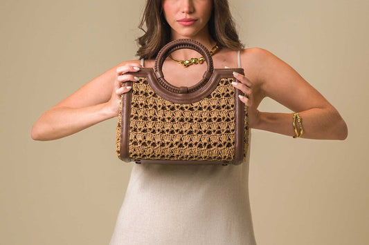 Bolsa Marcela Mini Crochê Caramelo