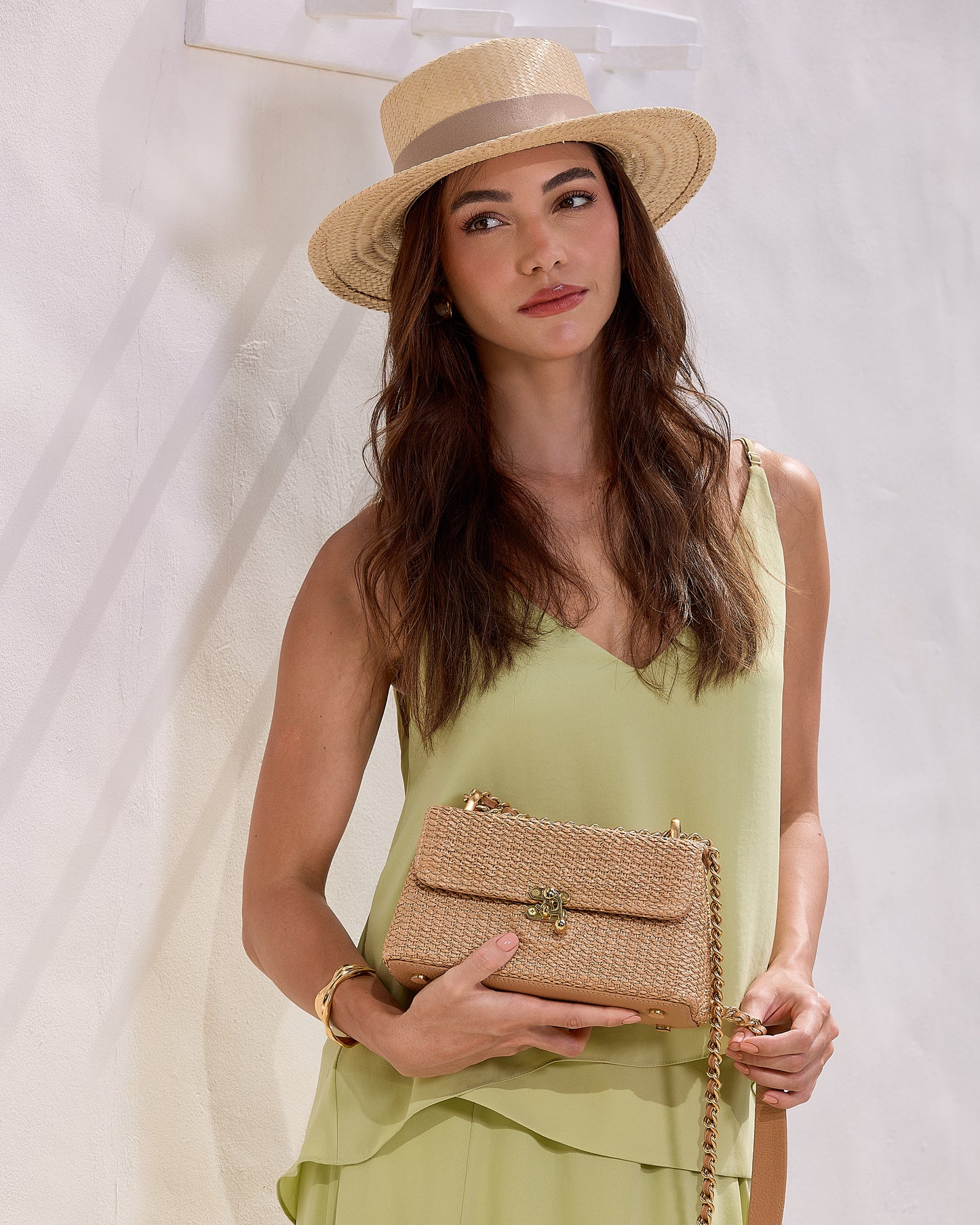 Bolsa Luciana Mini Ráfia Natural Macadâmia