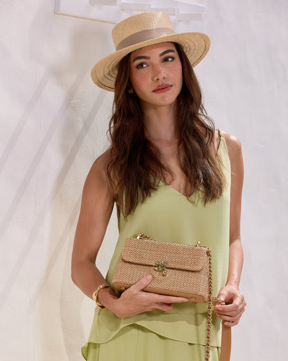 Bolsa Luciana Mini Ráfia Natural Macadâmia