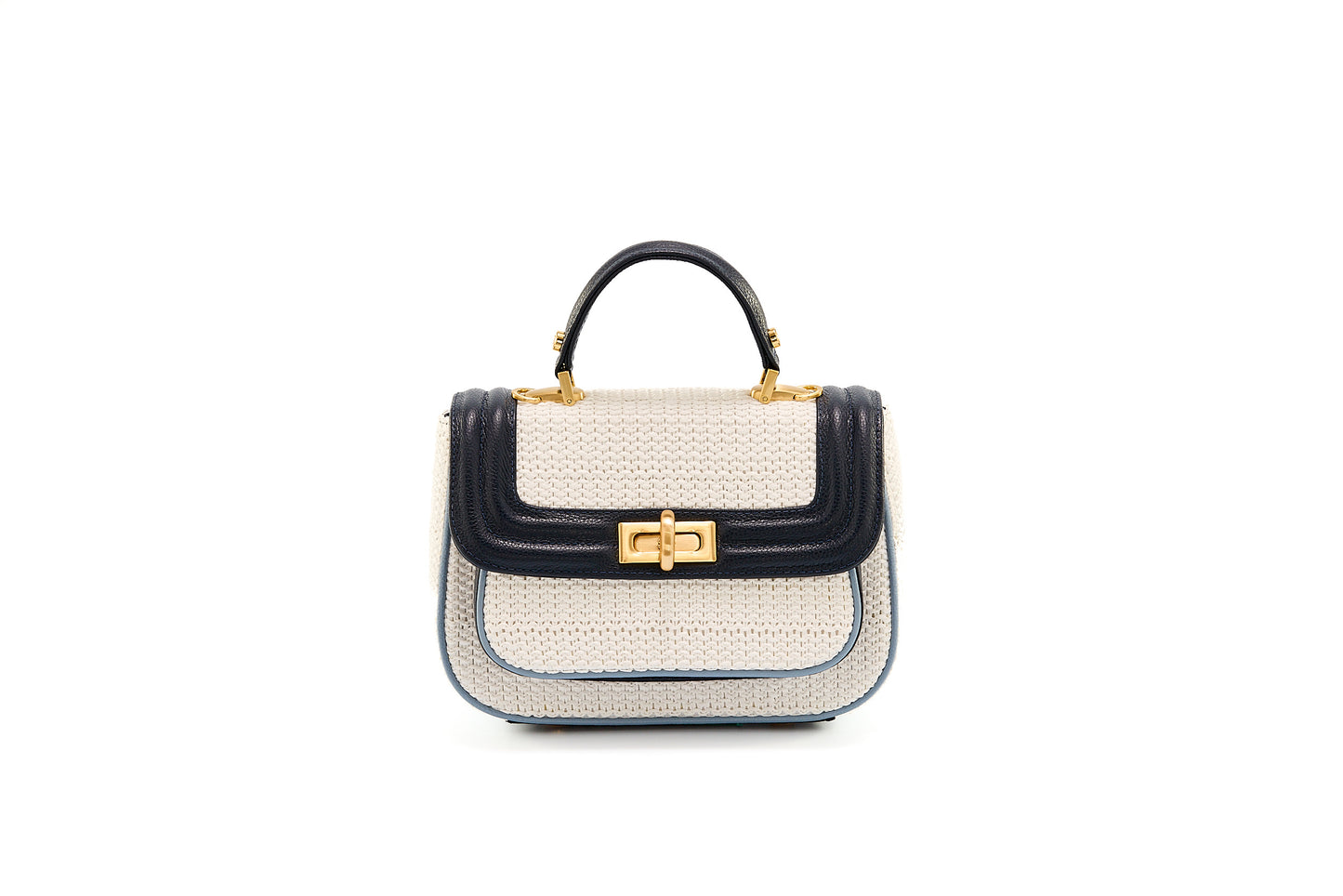 Bolsa Helena Mini Ráfia Natural Mix Azul