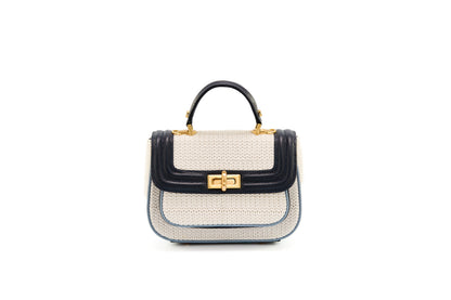 Bolsa Helena Mini Ráfia Natural Mix Azul