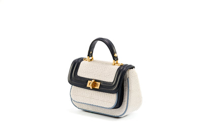 Bolsa Helena Mini Ráfia Natural Mix Azul