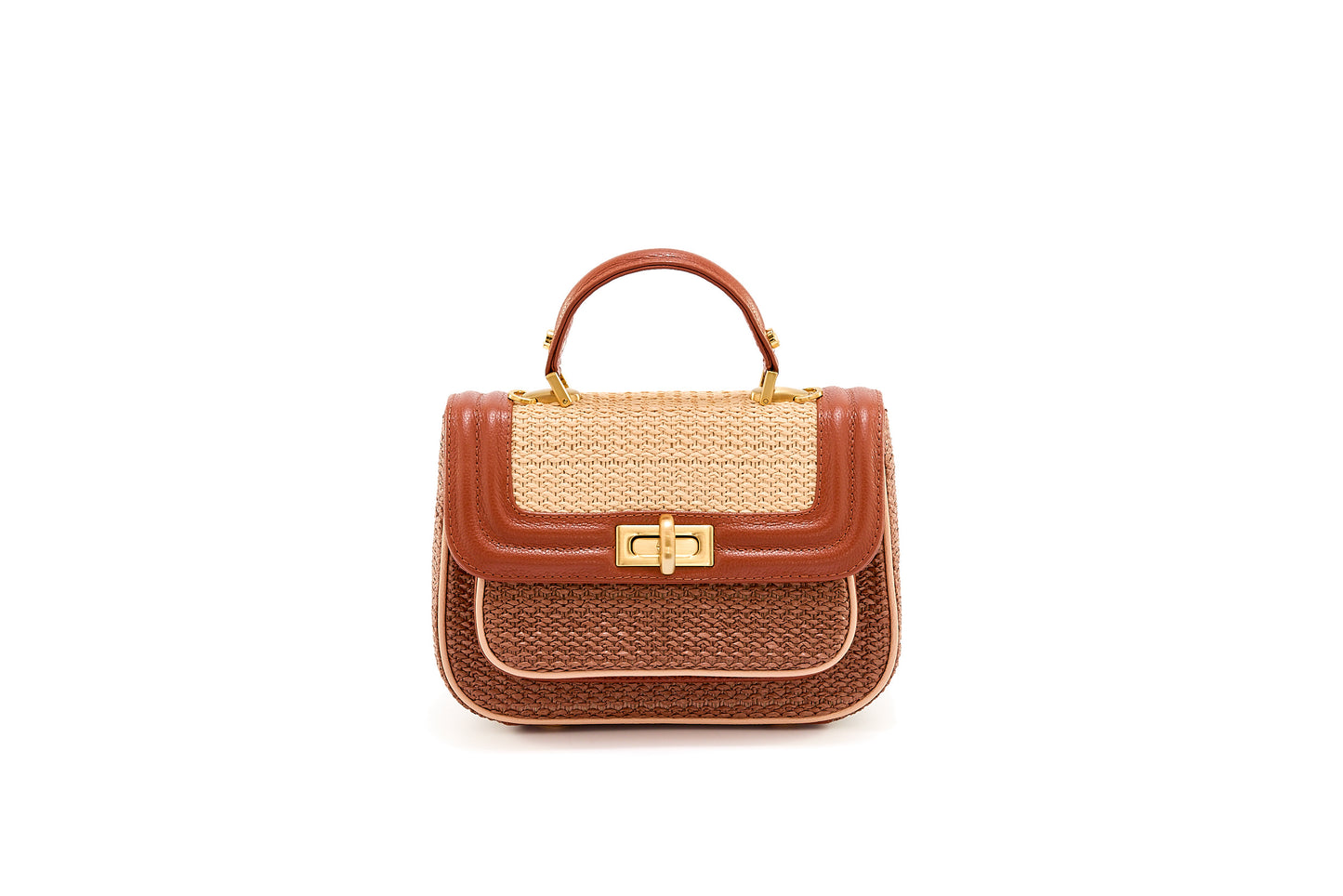 Bolsa Helena Mini Ráfia Natural Mix Canela