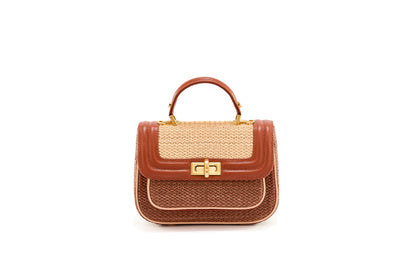 Bolsa Helena Mini Ráfia Natural Mix Canela