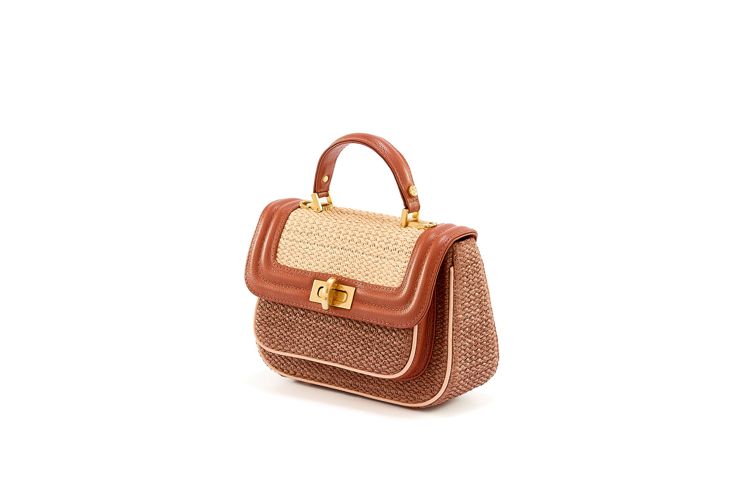 Bolsa Helena Mini Ráfia Natural Mix Canela