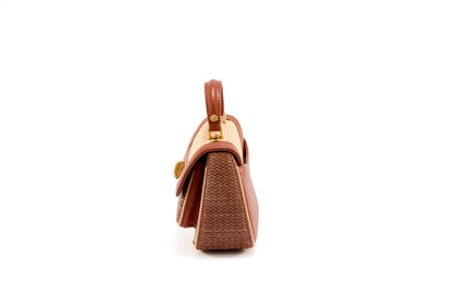 Bolsa Helena Mini Ráfia Natural Mix Canela