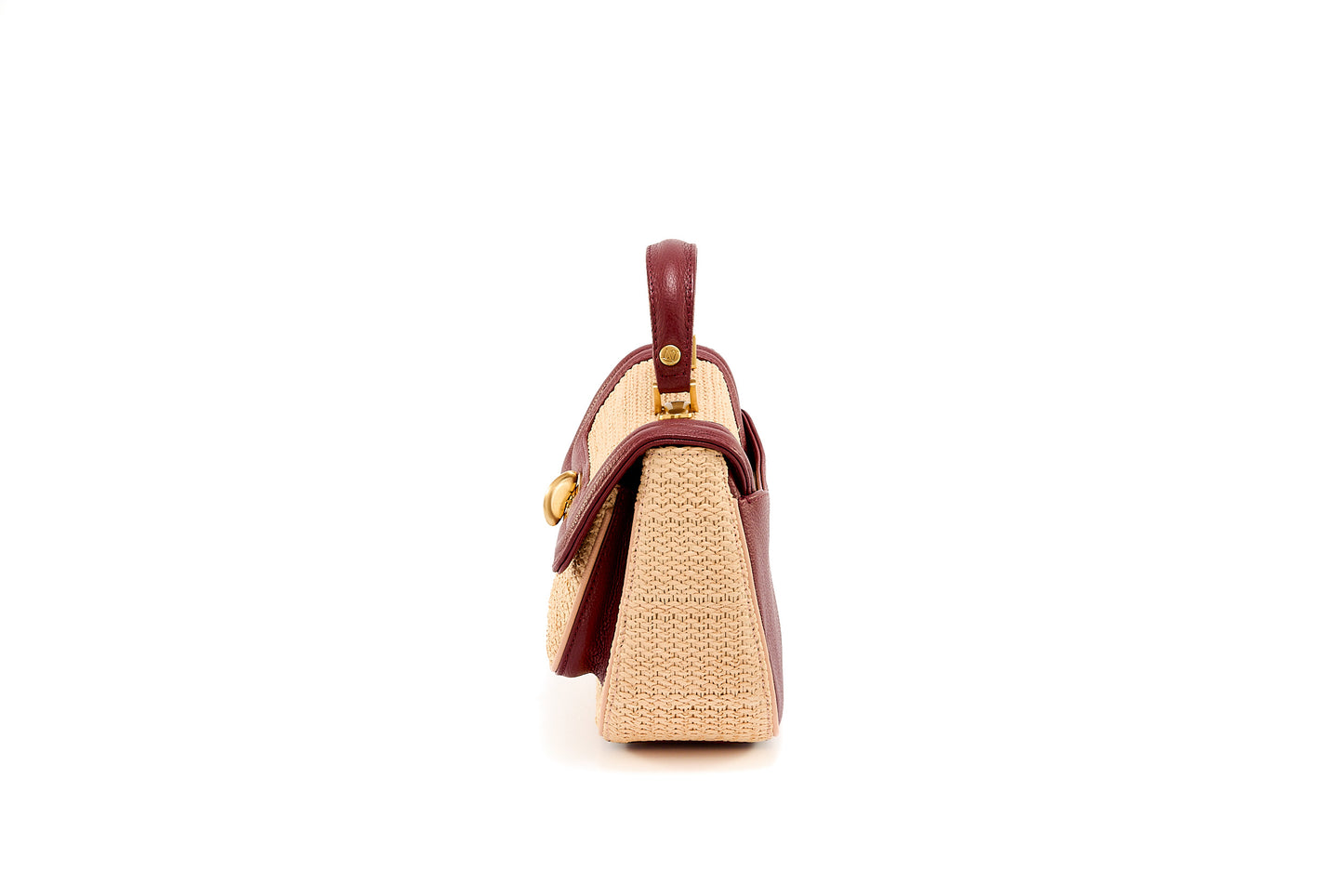 Bolsa Helena Mini Ráfia Natural c/ Bordô