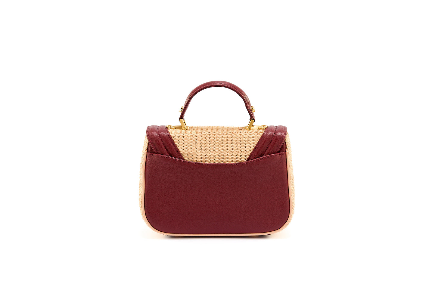 Bolsa Helena Mini Ráfia Natural c/ Bordô