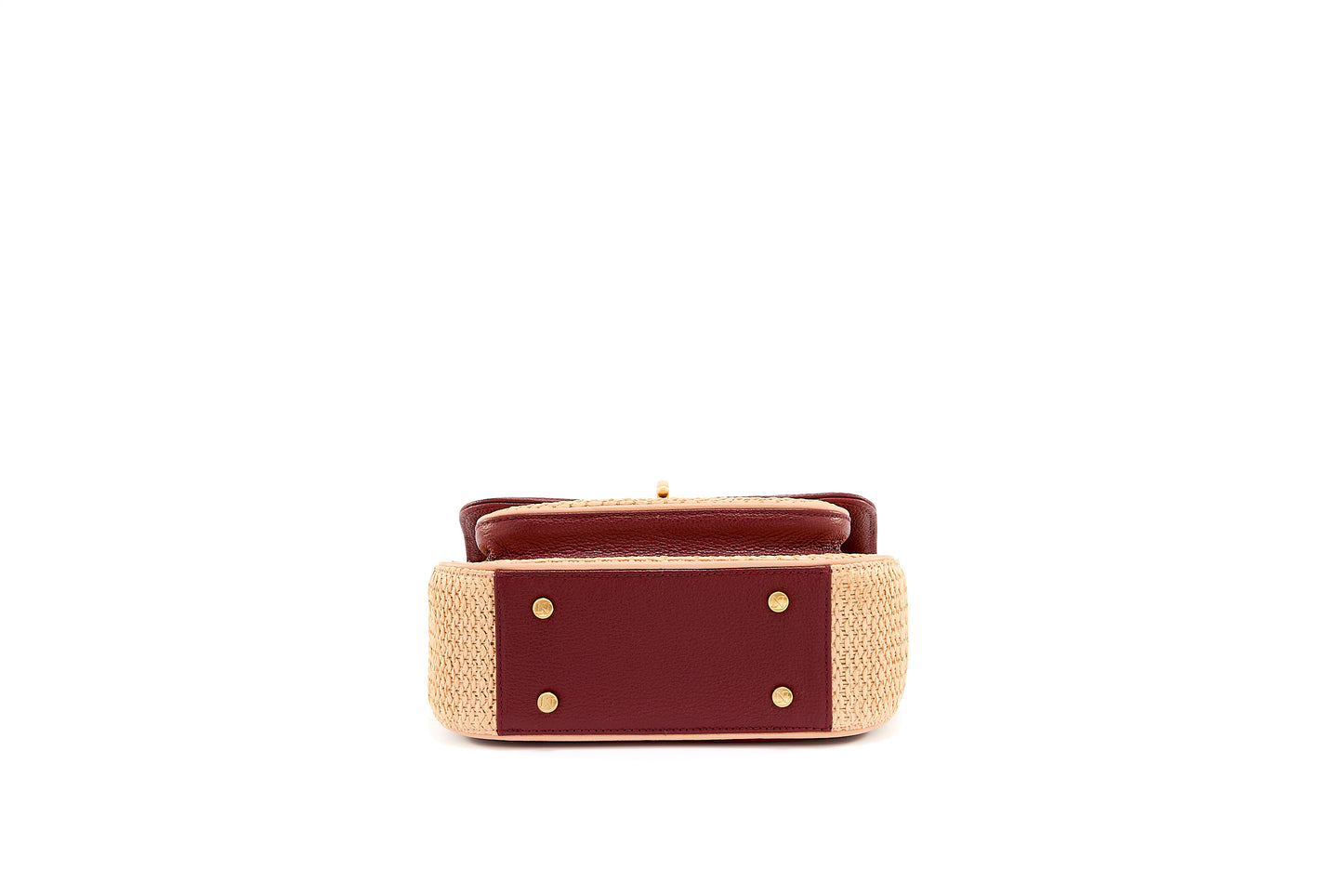 Bolsa Helena Mini Ráfia Natural c/ Bordô