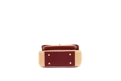 Bolsa Helena Mini Ráfia Natural c/ Bordô