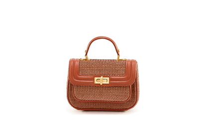 Bolsa Helena Mini Ráfia Natural Canela