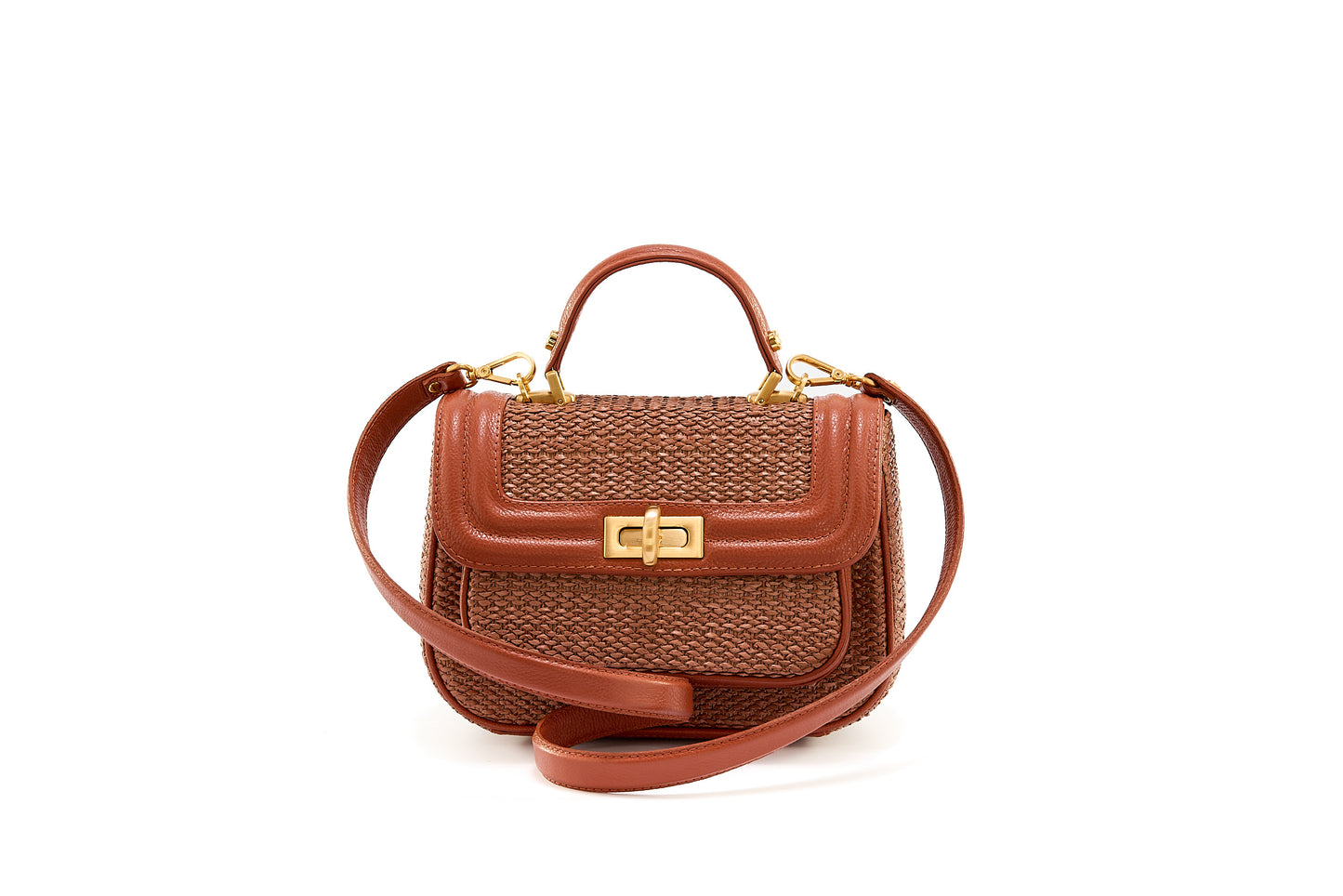 Bolsa Helena Mini Ráfia Natural Canela
