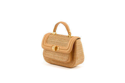 Bolsa Helena Mini Ráfia Natural Macadâmia
