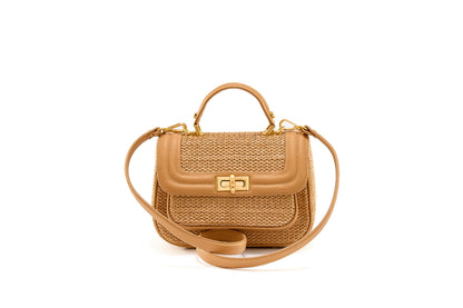 Bolsa Helena Mini Ráfia Natural Macadâmia