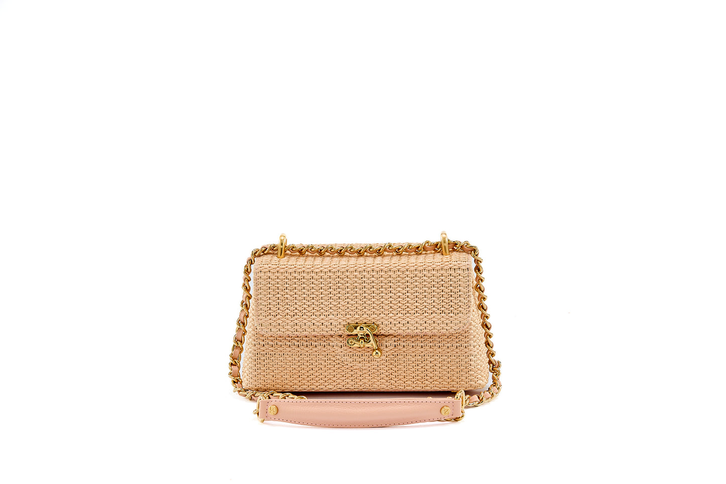Bolsa Luciana Mini Ráfia Natural Salmão