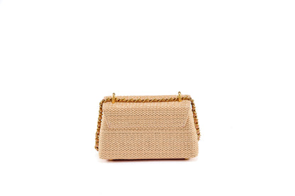Bolsa Luciana Mini Ráfia Natural Salmão