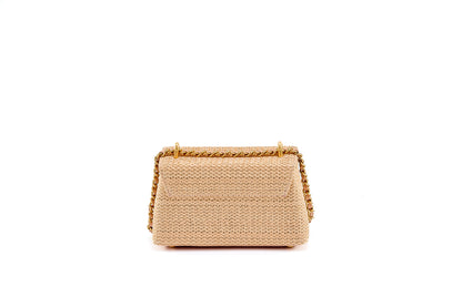 Bolsa Luciana Mini Ráfia Natural Salmão