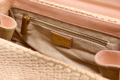 Bolsa Luciana Mini Ráfia Natural Salmão