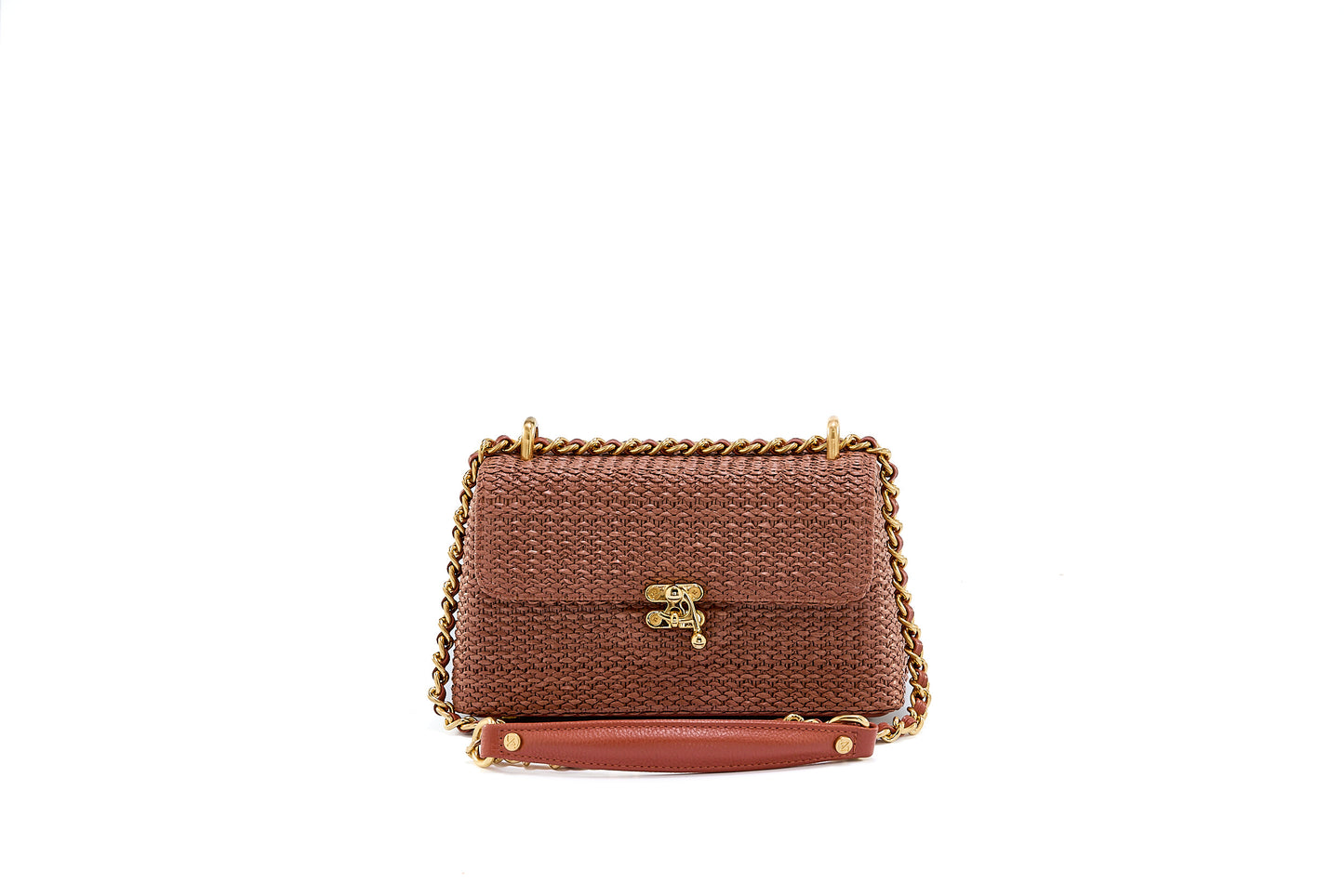 Bolsa Luciana Mini Ráfia Natural Canela