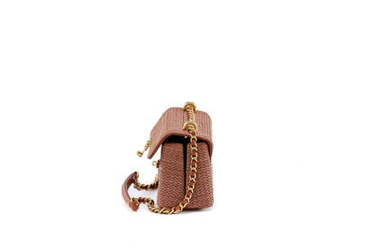 Bolsa Luciana Mini Ráfia Natural Canela