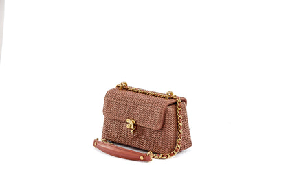 Bolsa Luciana Mini Ráfia Natural Canela