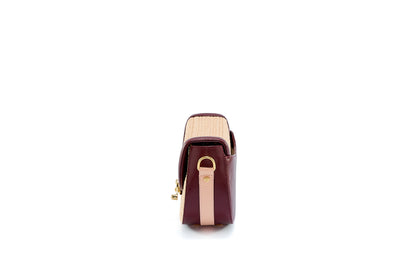 Bolsa Silvia Ráfia Natural Salmão c/ Bordô