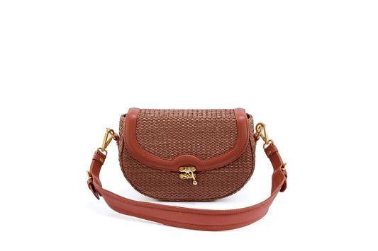 Bolsa Silvia Ráfia Natural Canela