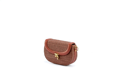 Bolsa Silvia Pochete Ráfia Natural Canela