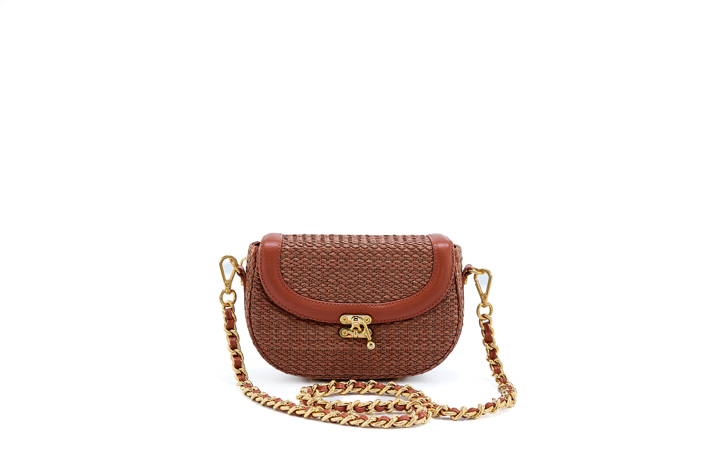 Bolsa Silvia Pochete Ráfia Natural Canela