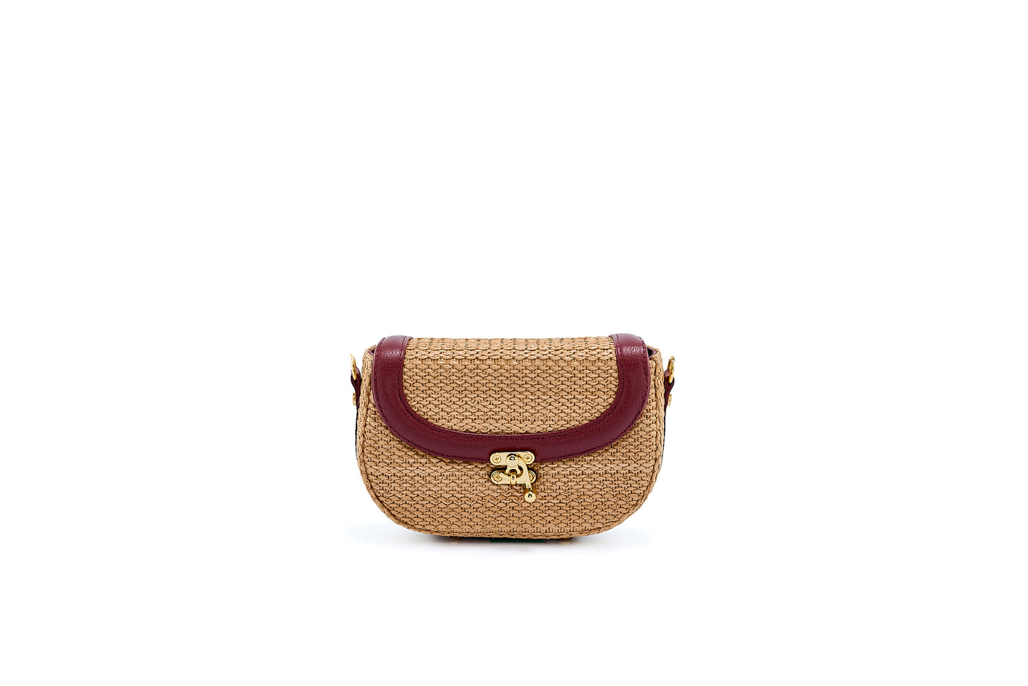 Bolsa Silvia Pochete Ráfia Natural c/ Bordô