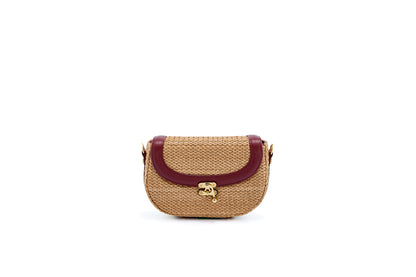Bolsa Silvia Pochete Ráfia Natural c/ Bordô
