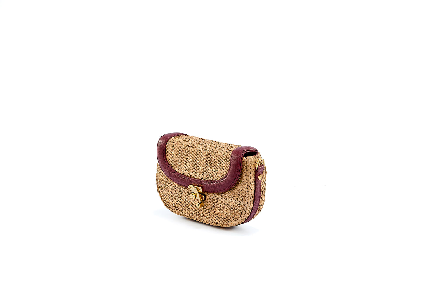 Bolsa Silvia Pochete Ráfia Natural c/ Bordô