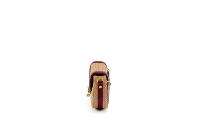 Bolsa Silvia Pochete Ráfia Natural c/ Bordô