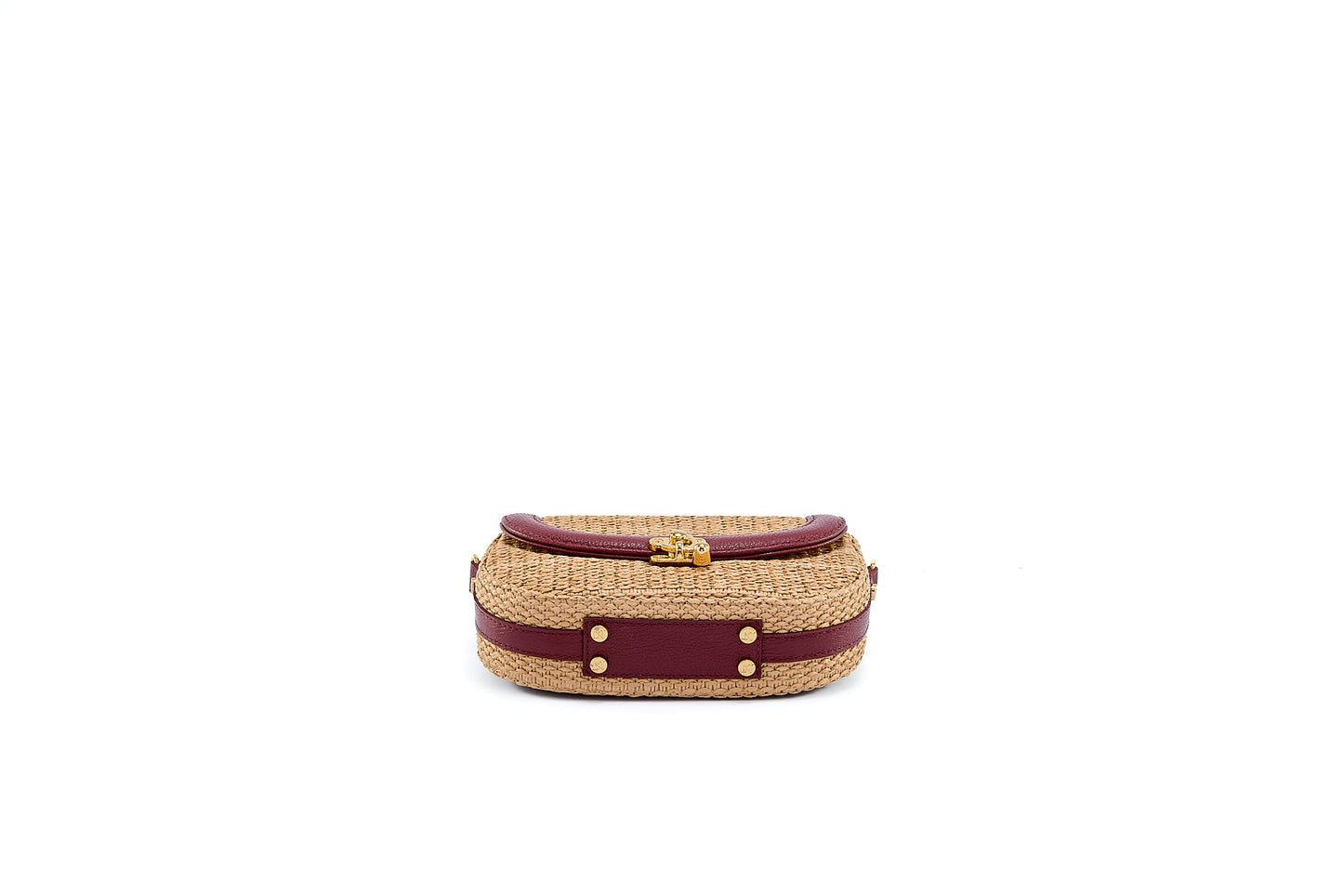 Bolsa Silvia Pochete Ráfia Natural c/ Bordô