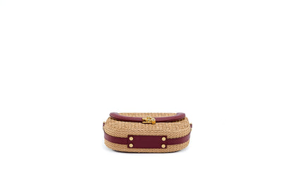Bolsa Silvia Pochete Ráfia Natural c/ Bordô