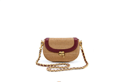 Bolsa Silvia Pochete Ráfia Natural c/ Bordô