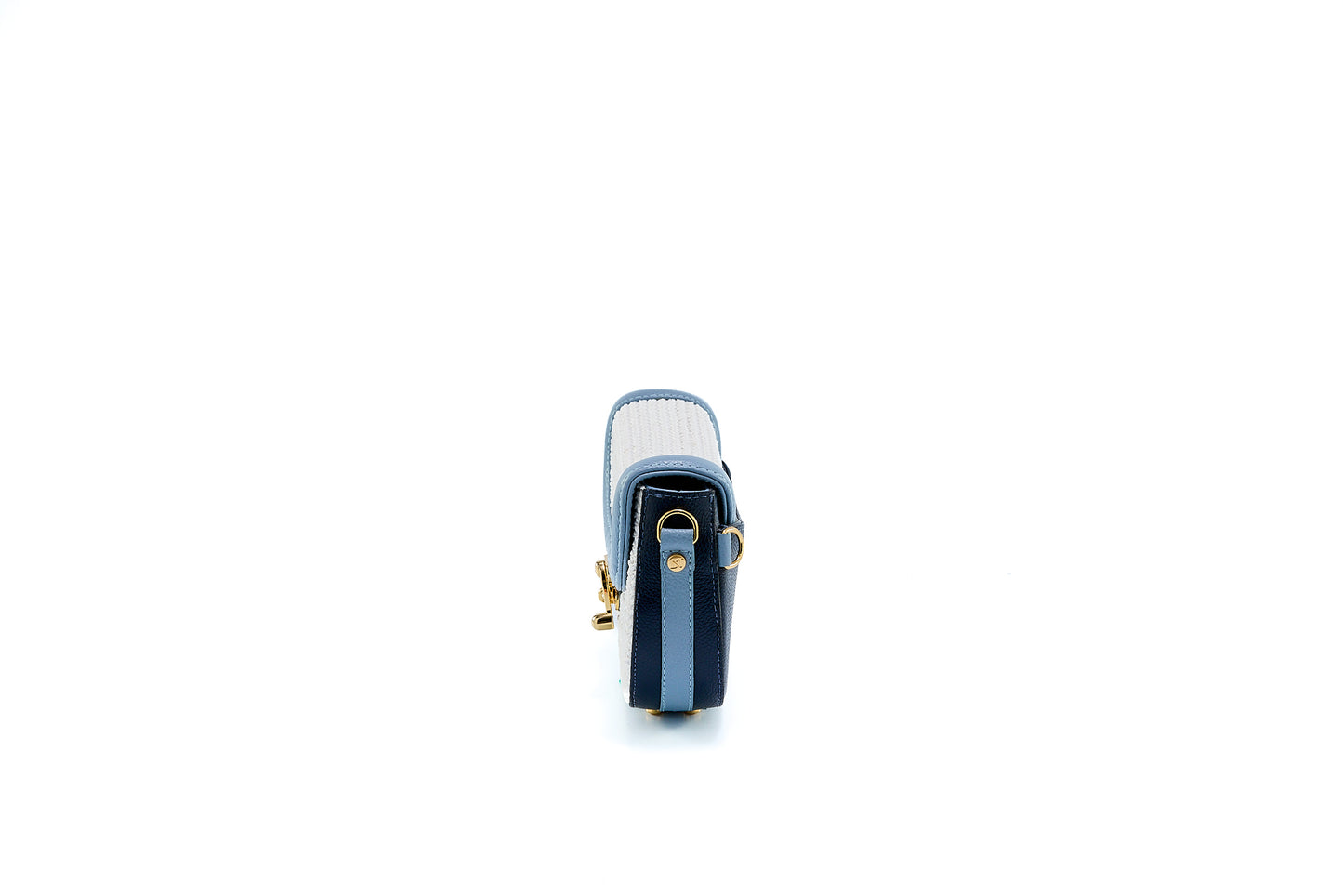 Bolsa Silvia Pochete Ráfia Natural Branca c/ Azul