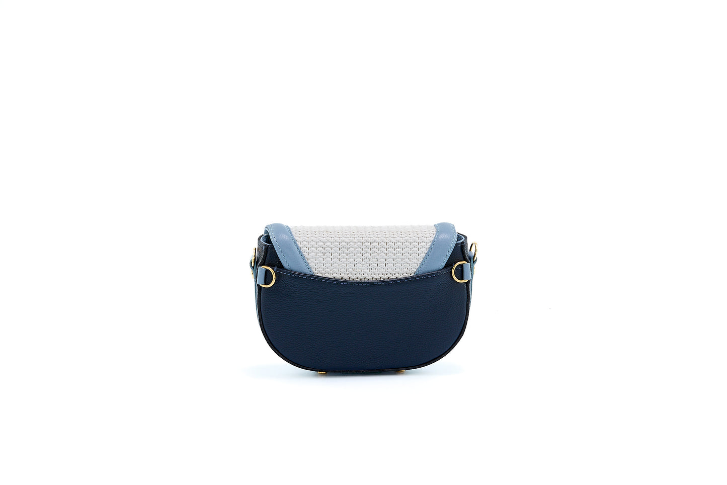 Bolsa Silvia Pochete Ráfia Natural Branca c/ Azul